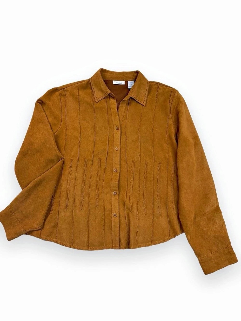 Retro Western Ms. Lee Faux Suede Boho Button-Down XL